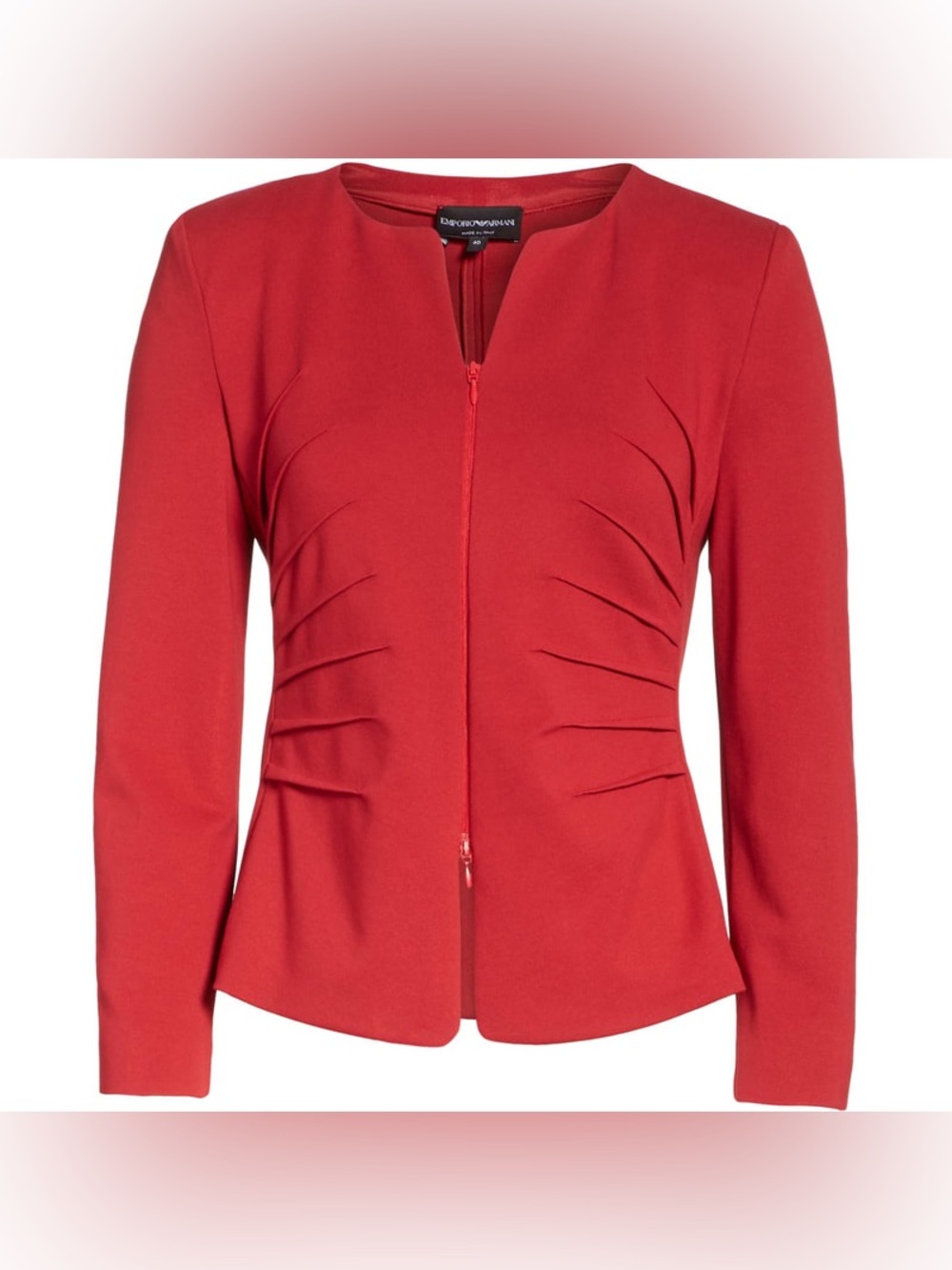 Emporio Armani Red starburst pleat blazer sunburst pintucking sides Size 42 US12